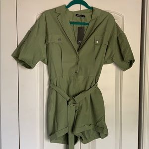 Nasty Gal Khaki Green Utility Romper